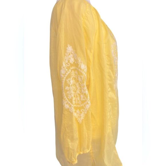 Chico’s Canary Yellow Embroidered Tunic Top - Picture 4 of 6